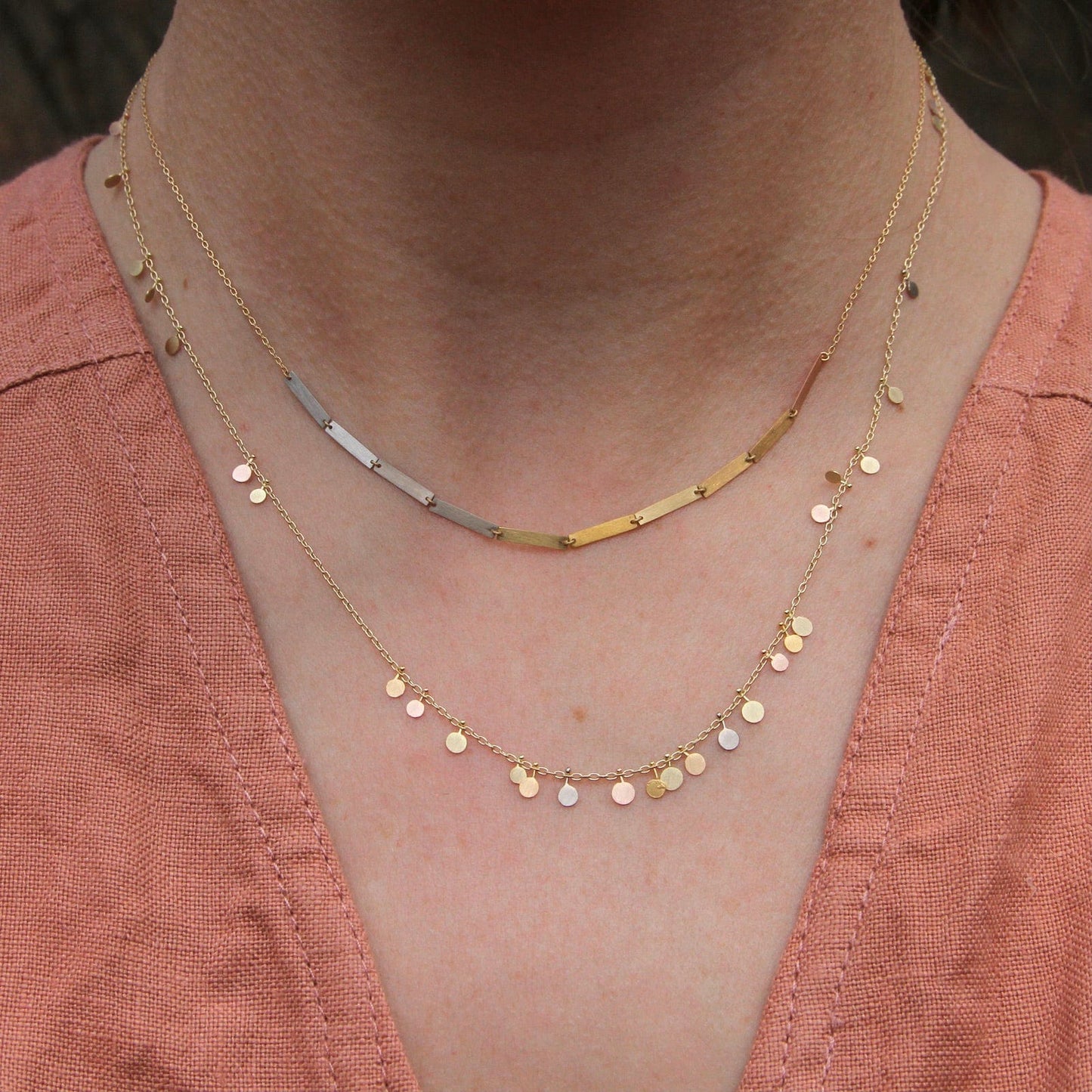 NKL-18K Yellow & Rainbow Gold Little Rain Necklace