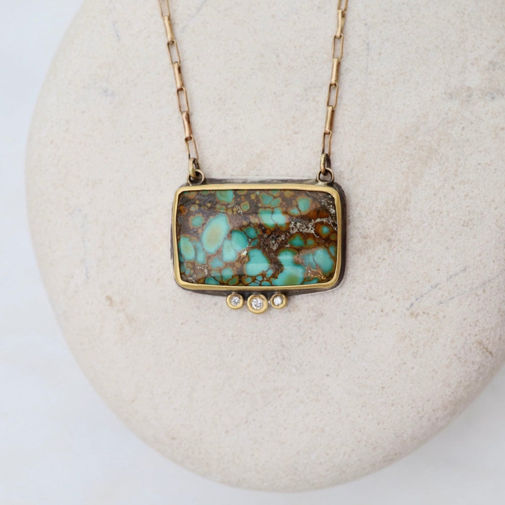 
                  
                    NKL-22K Bezel Set Horizontal Turquoise with Diamonds Necklace
                  
                