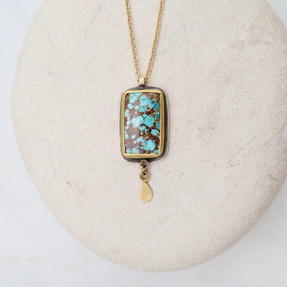 
                      
                        NKL-22K Bezel Set Turquoise with 22k Petal Drop Necklace
                      
                    