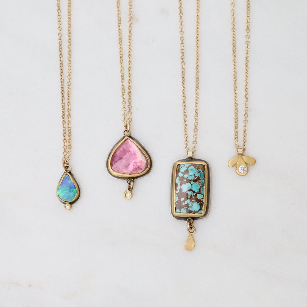 
                      
                        NKL-22K Bezel Set Turquoise with 22k Petal Drop Necklace
                      
                    