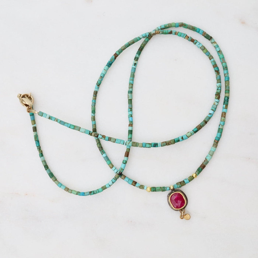 
                  
                    NKL-22K Ruby Teardrop and Turquoise Beaded Necklace
                  
                