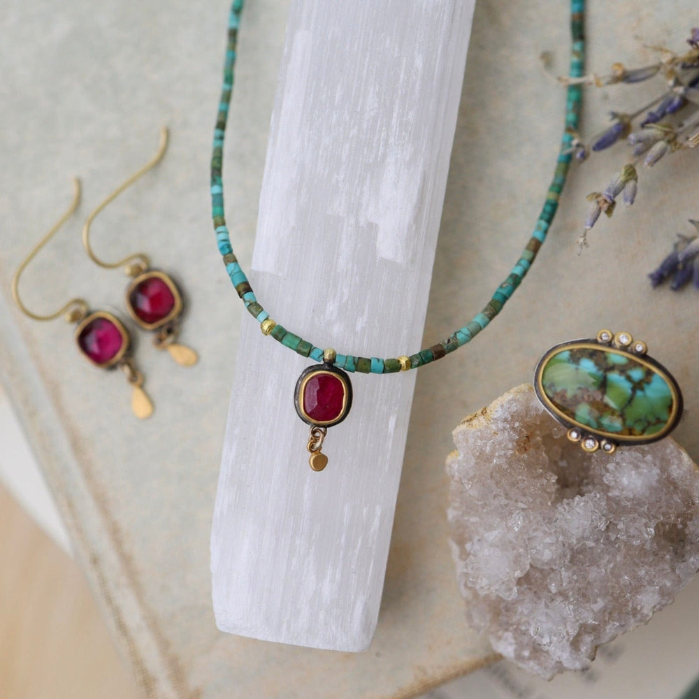 
                  
                    NKL-22K Ruby Teardrop and Turquoise Beaded Necklace
                  
                