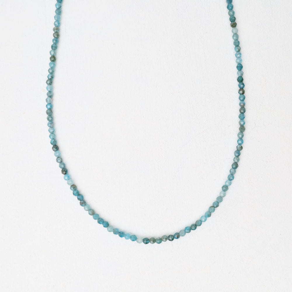 NKL 2mm Simple Stone Necklace 18" -  Blue Apatite