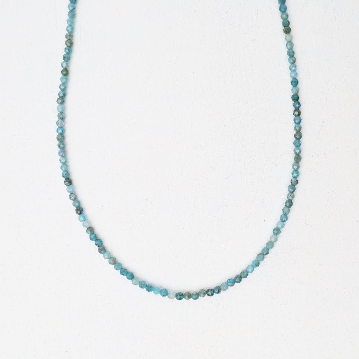 NKL 2mm Simple Stone Necklace 18" -  Blue Apatite