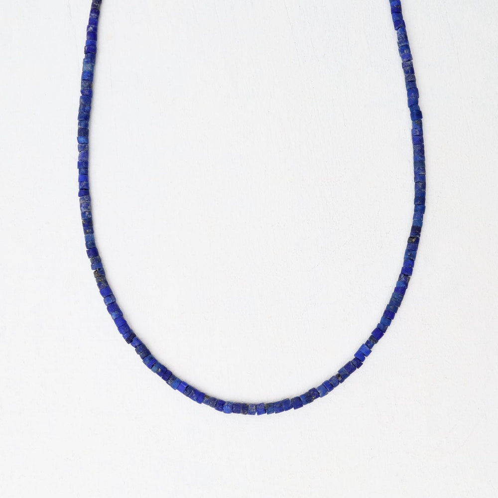 NKL 2mm Simple Stone Necklace 18" -  Lapis