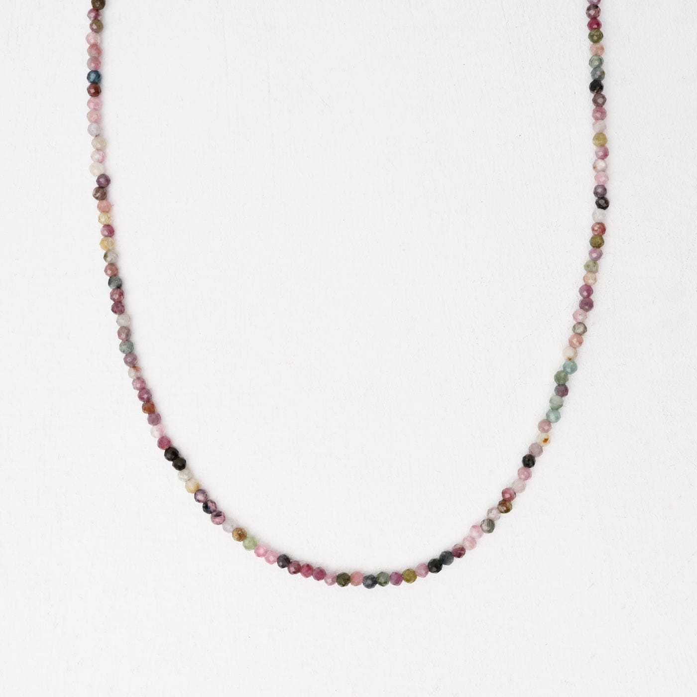 NKL 2mm Simple Stone Necklace 18" -  Mixed Tourmaline