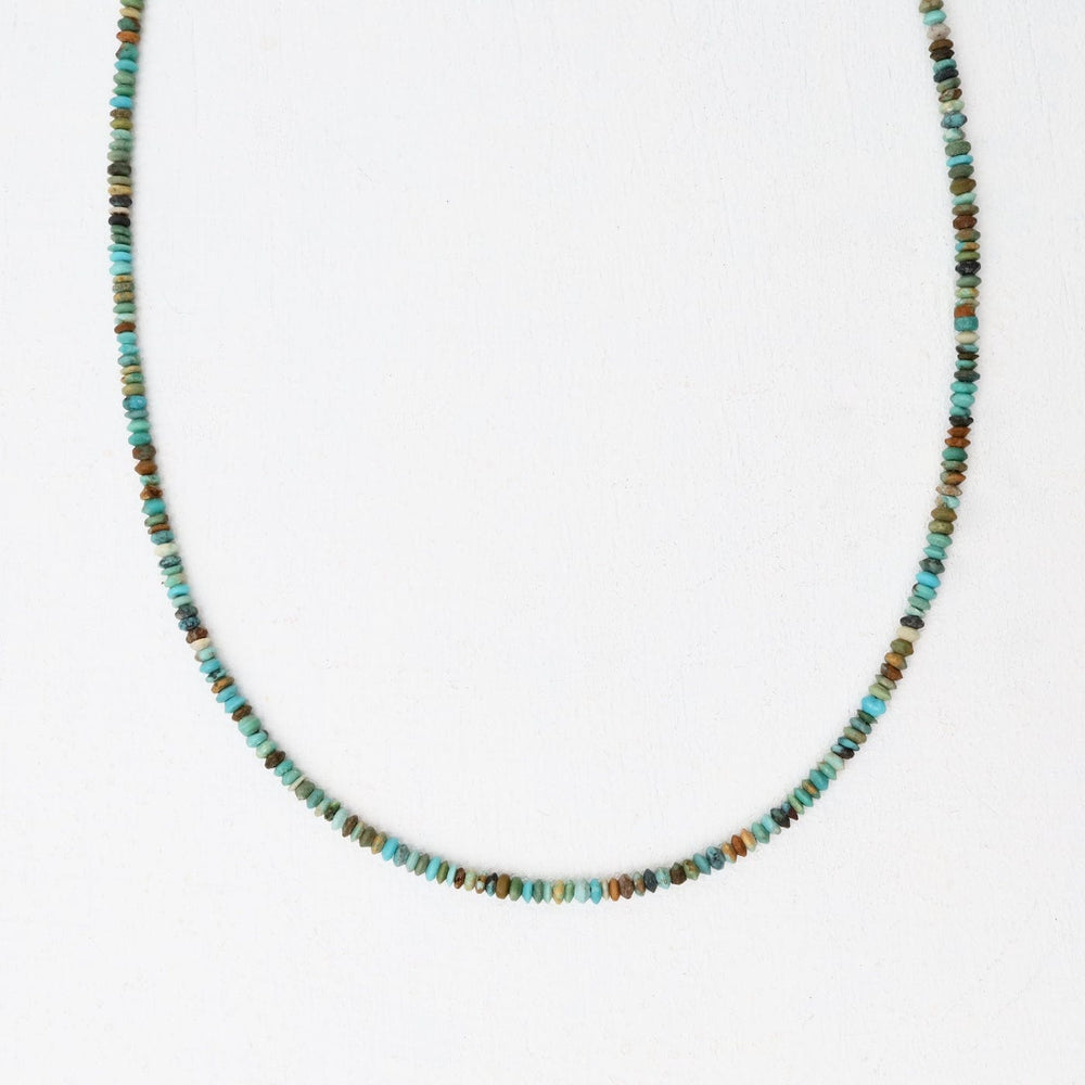 NKL 2mm Simple Stone Necklace 18" -  Old Afgan Turquoi