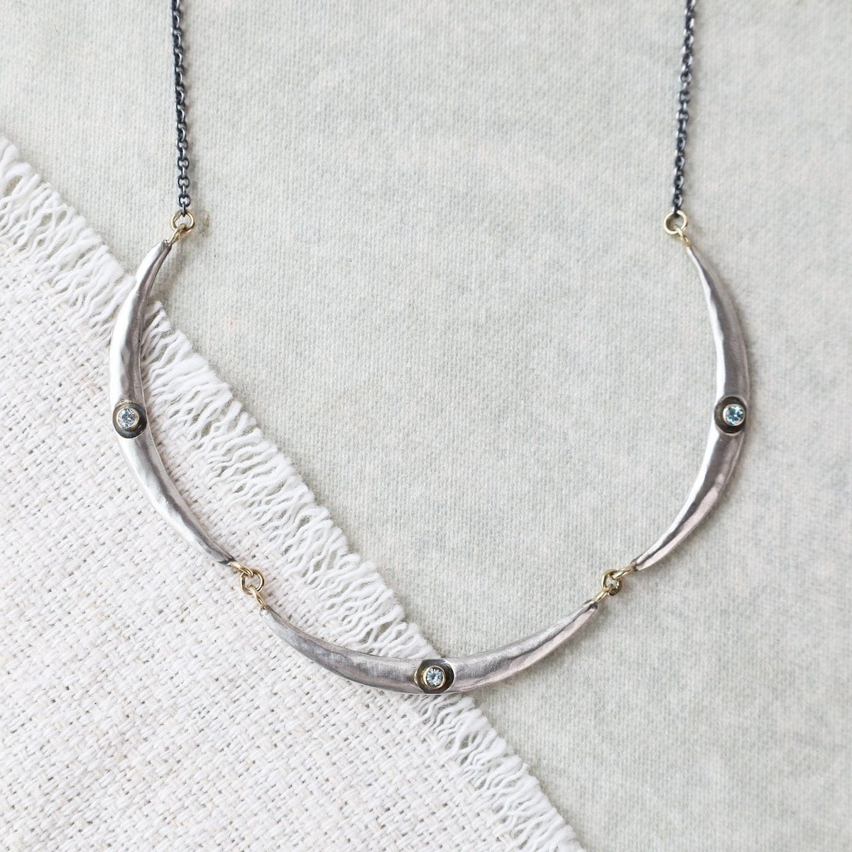Blue Zircon 3 Arc Necklace – Dandelion Jewelry