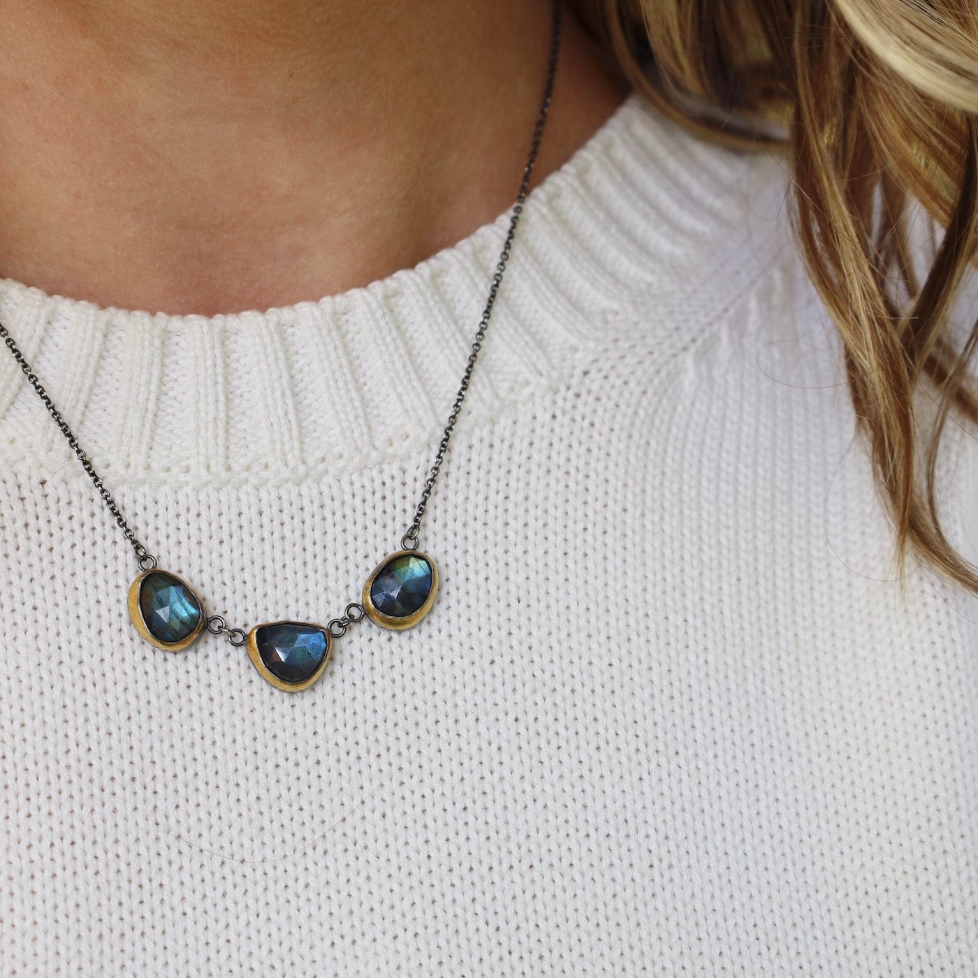 NKL 3 Crescent Rim Necklace with Labradorite