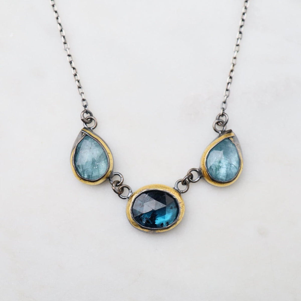 
                  
                    NKL 3 Crescent Rim Necklace with Teal Kyanite & Aquama
                  
                