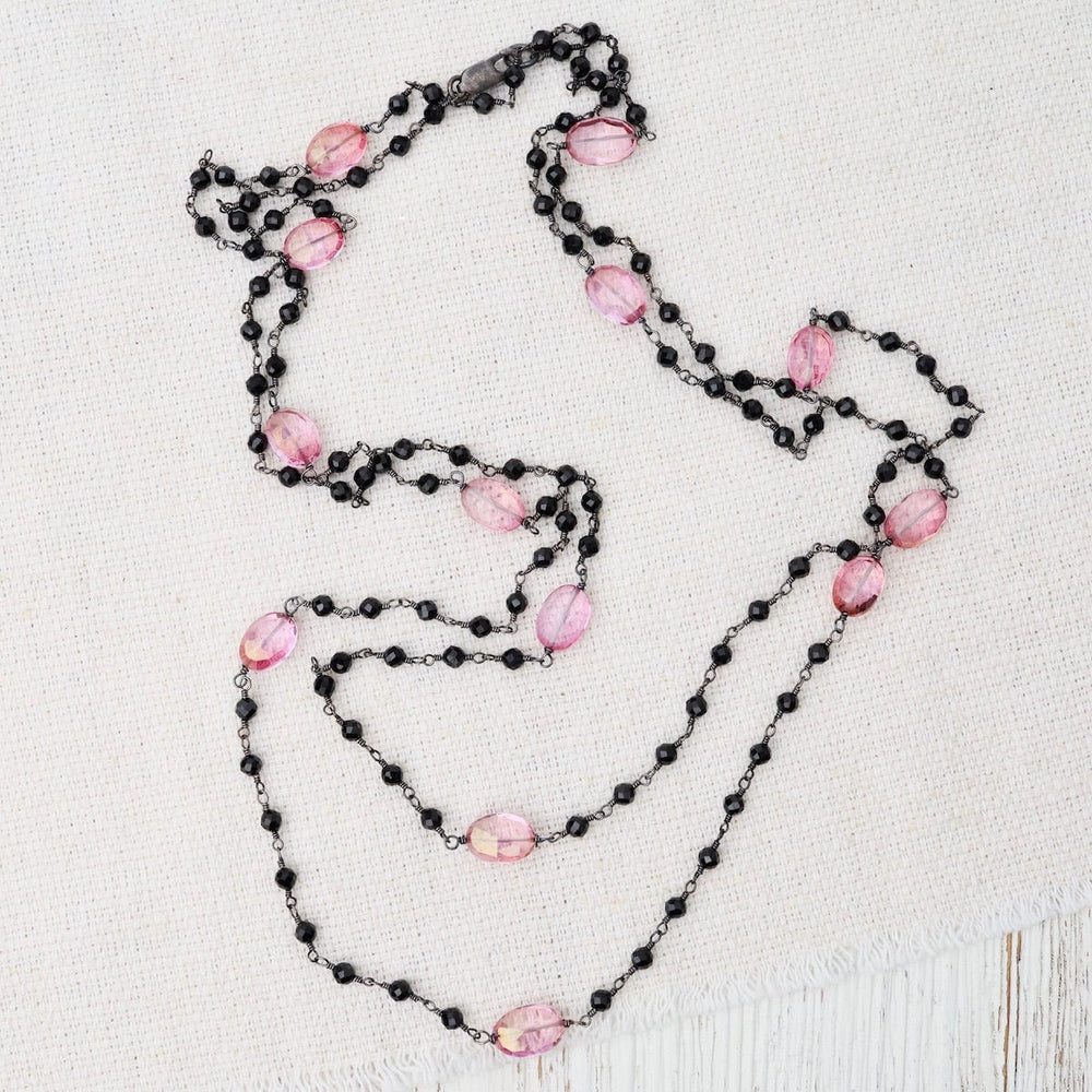 
                  
                    NKL 42" Oxidized Silver Pink Quartz Bead Chain Necklac
                  
                