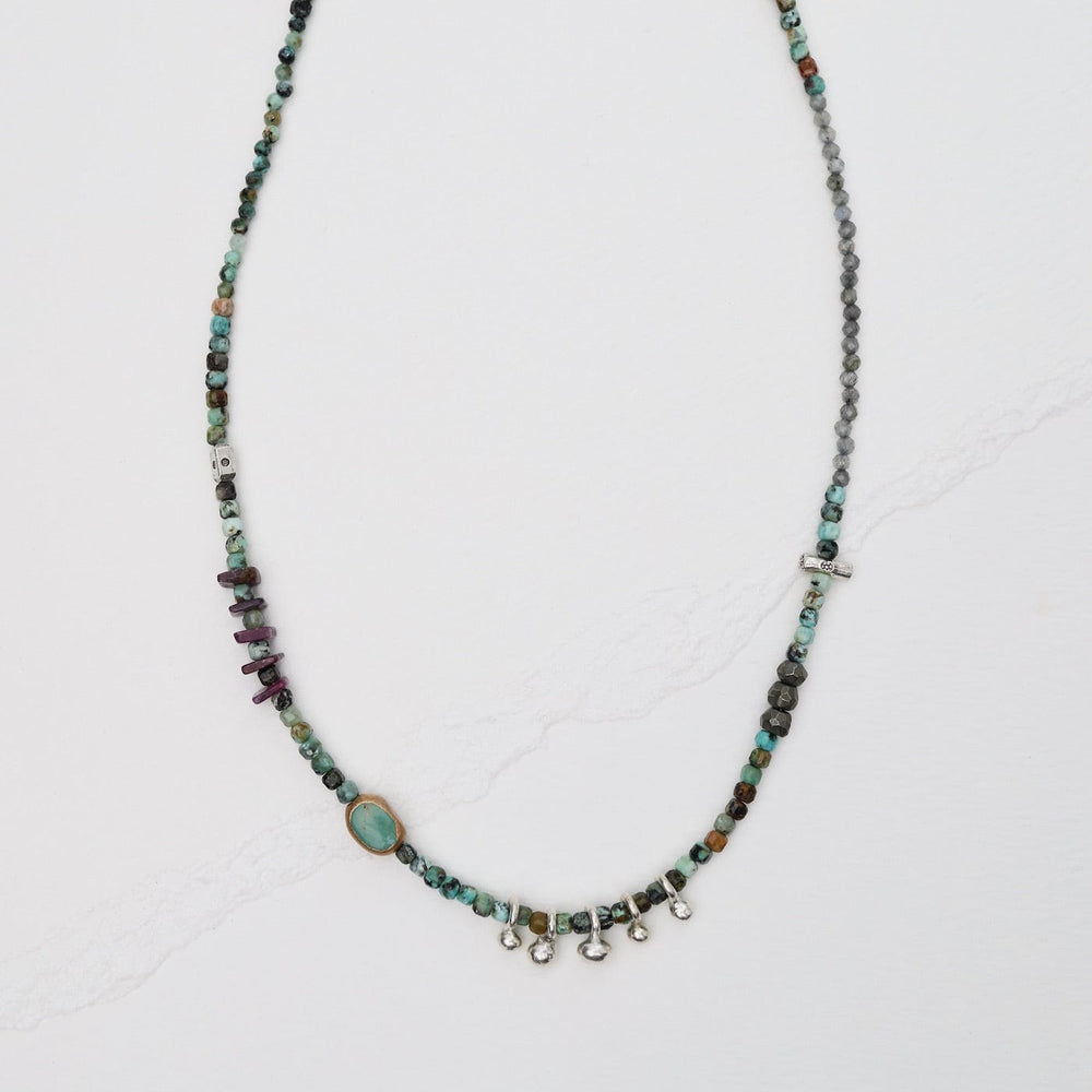 
                      
                        NKL 5 Raindrops Turquoise Cube Necklace
                      
                    