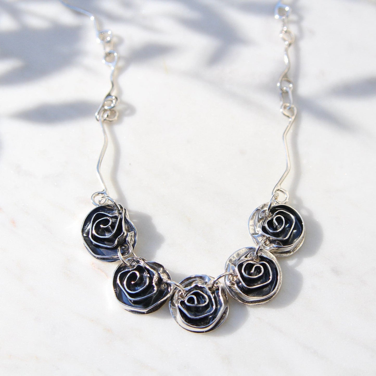 NKL 5 Roses on Signature Chain Necklace