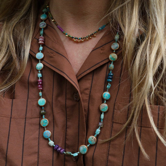 NKL 8 Raindrop Turquoise Round Necklace