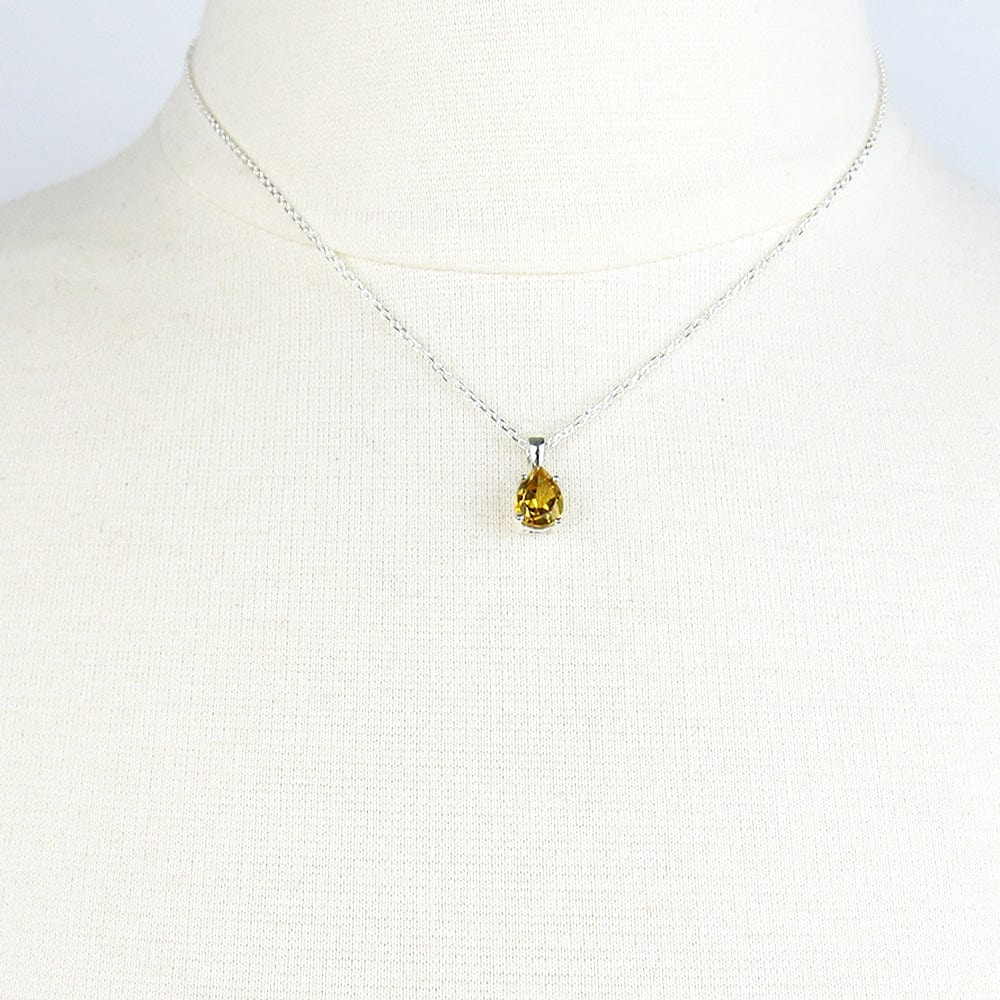 NKL 8x5MM PRONG SET PEAR SHAPED CITRINE PENDANT