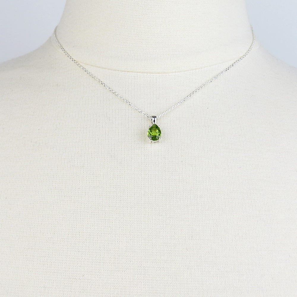 NKL 8x5MM PRONG SET PEAR SHAPED PERIDOT PENDANT