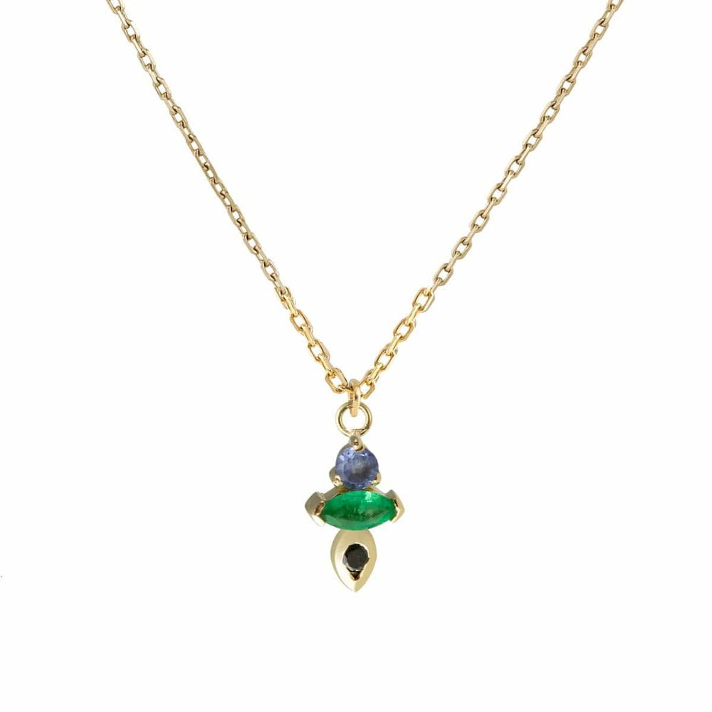 
                      
                        NKL-9K 9k Yellow Gold 6PM Pendant - Emerald, Black Diamon
                      
                    