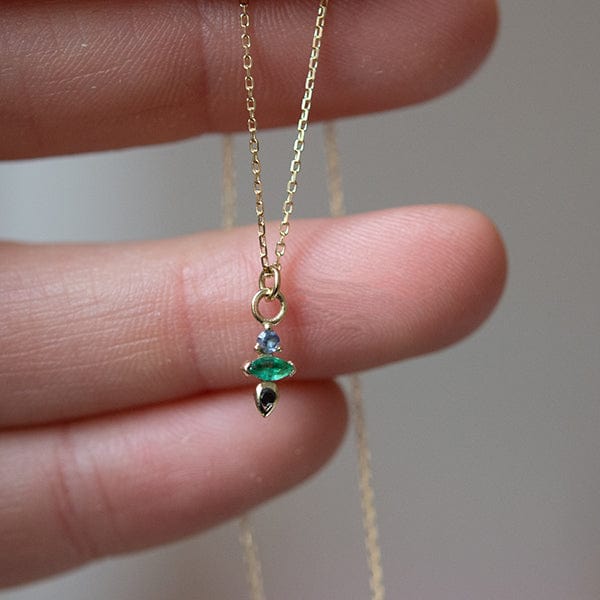 
                      
                        NKL-9K 9k Yellow Gold 6PM Pendant - Emerald, Black Diamon
                      
                    