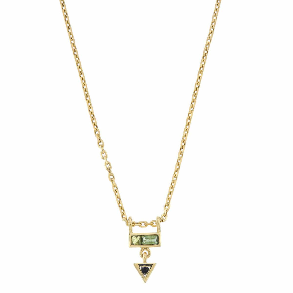 NKL-9K 9k Yellow Gold Mini AZ Pendant - Green Tourmaline