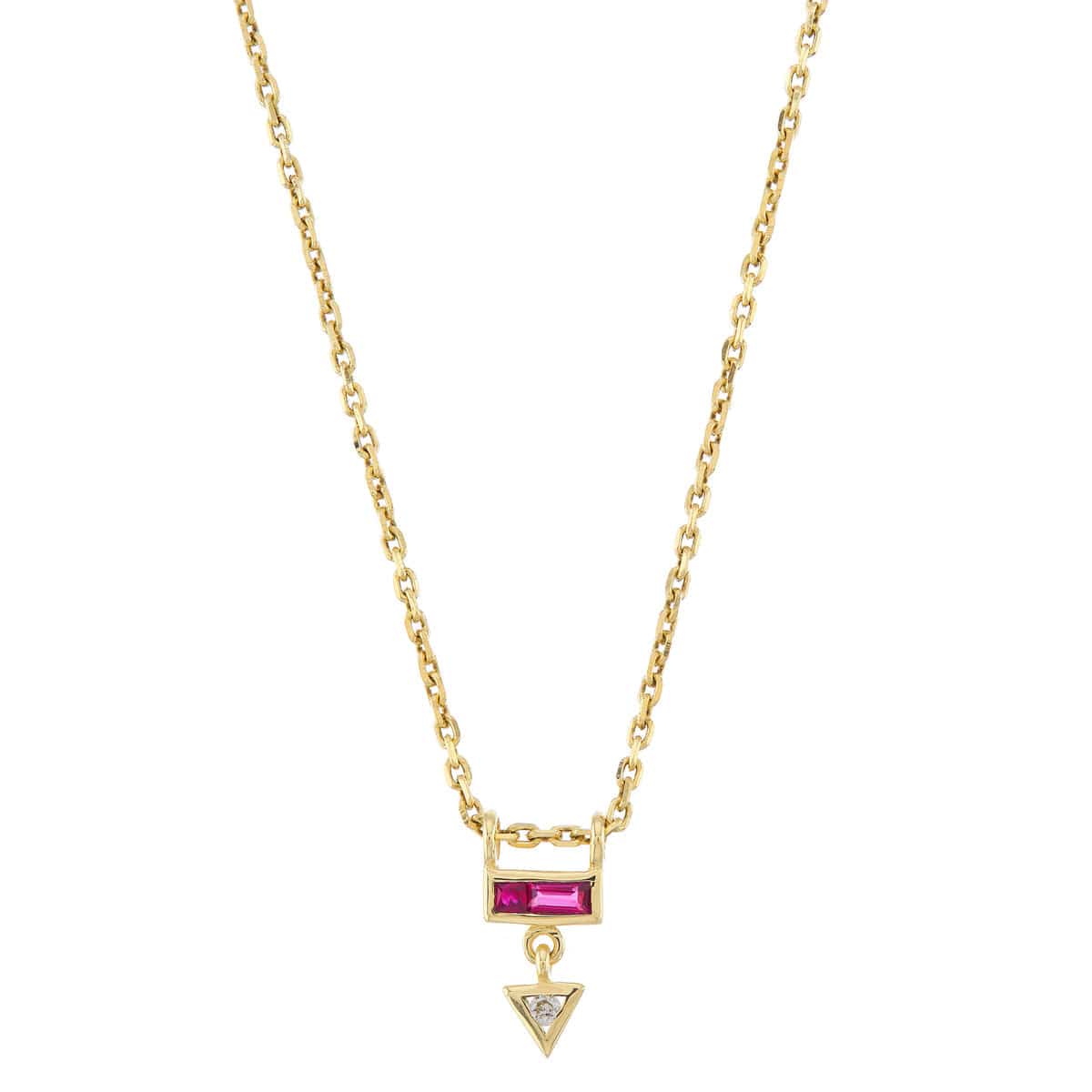 NKL-9K 9k Yellow Gold Mini AZ Pendant - Ruby, Pink Tourma