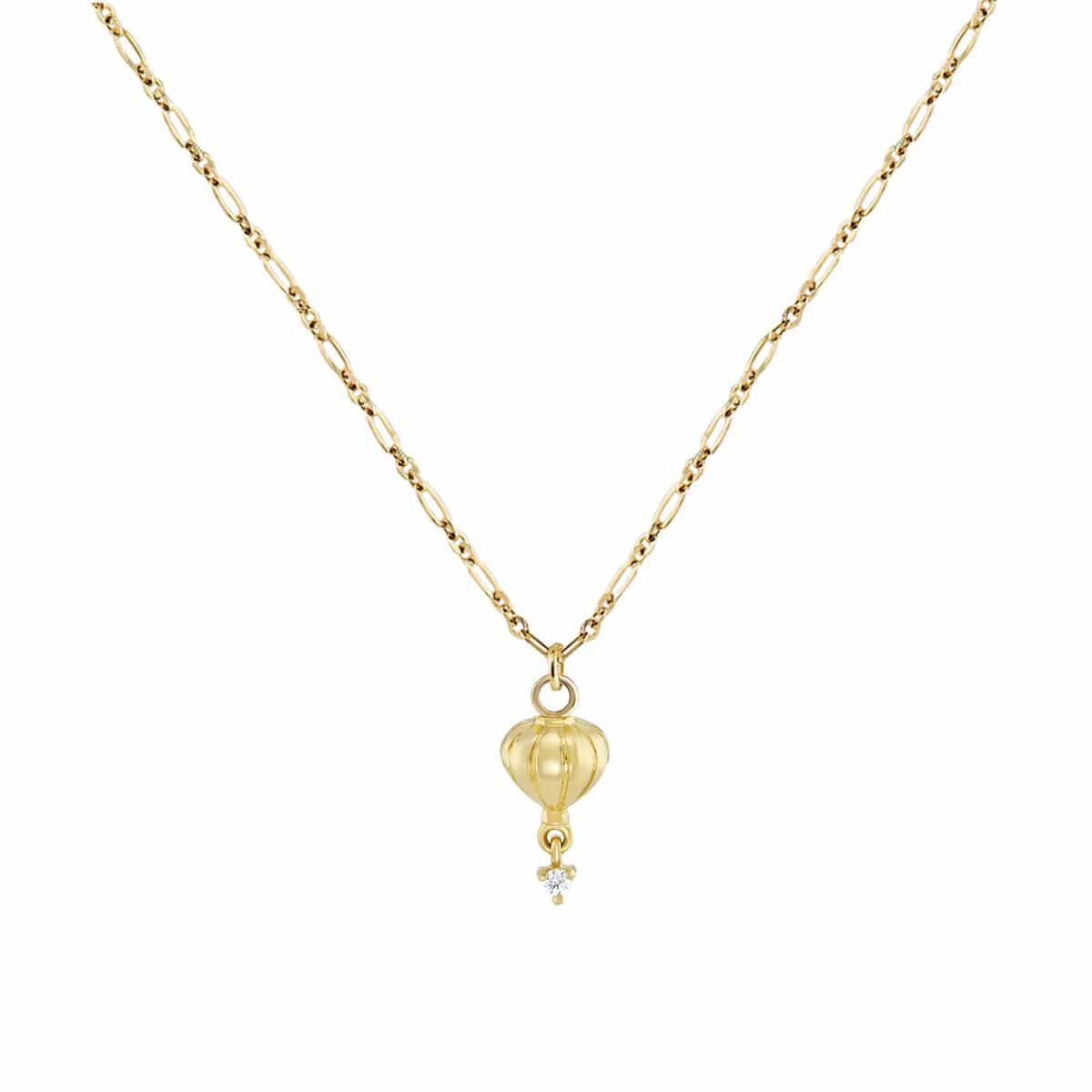 NKL-9K 9k Yellow Gold Roma Necklace with Lucky Lantern Dr