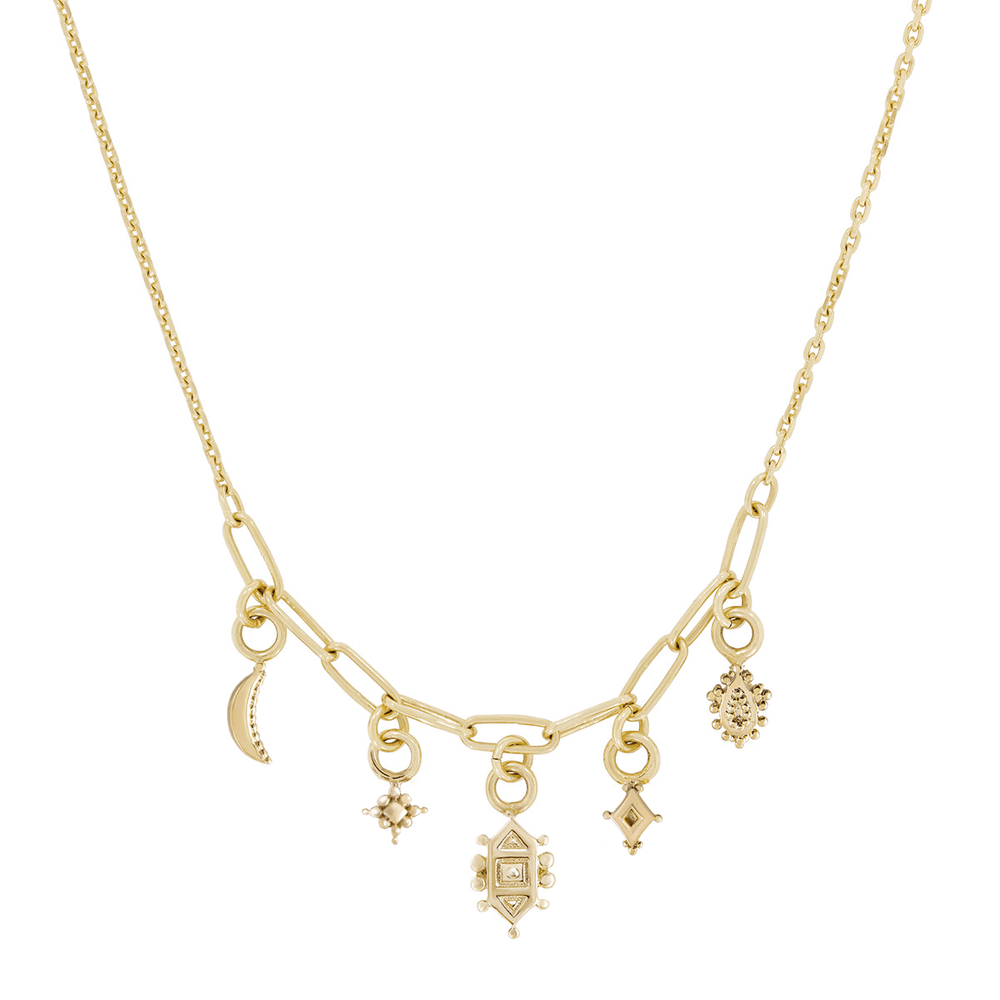 NKL-9K Eiffel Details Dala Gold Look Necklace