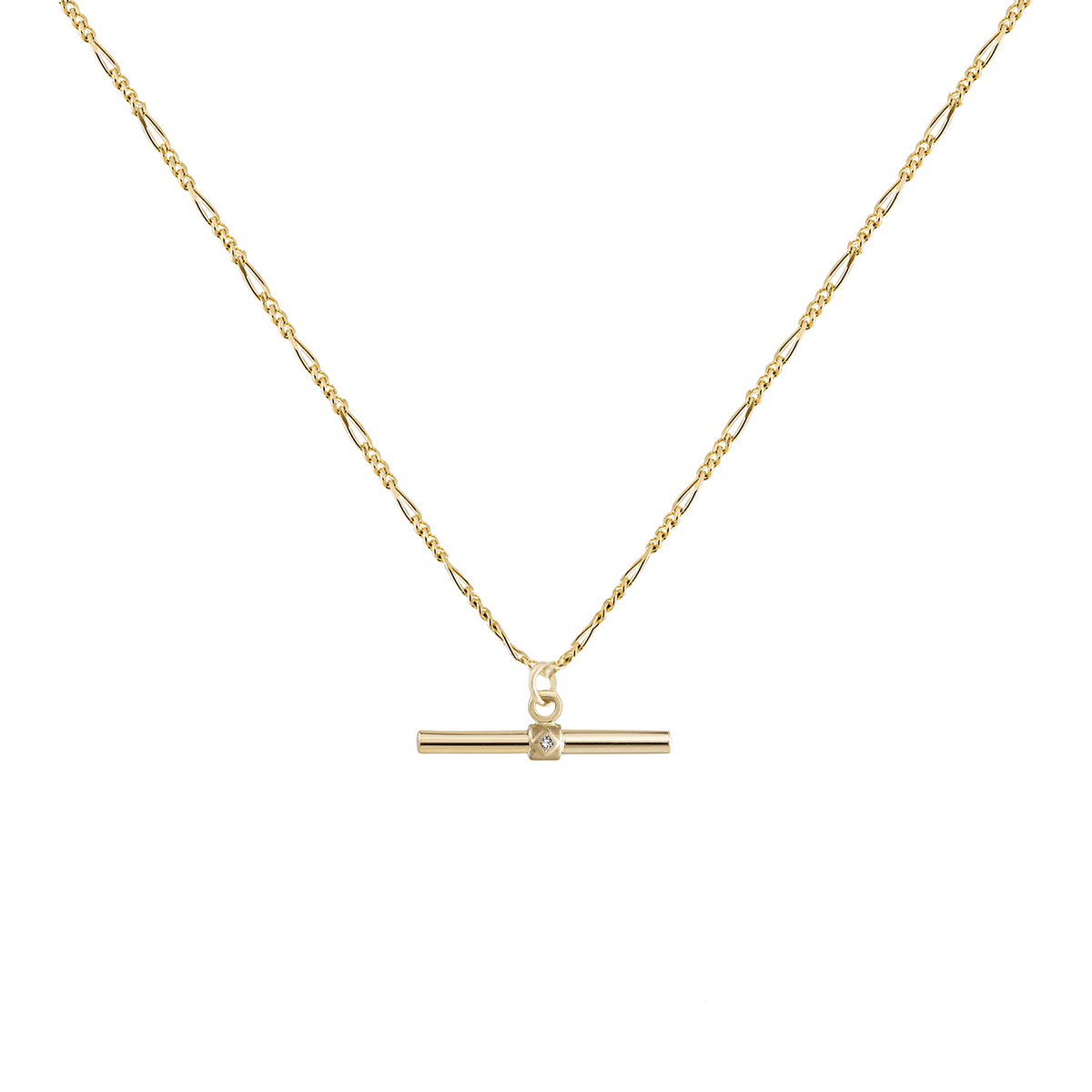 Outlet- Curb Chain Necklace with T-Bar Pendant, Gold – Orli Jewellery