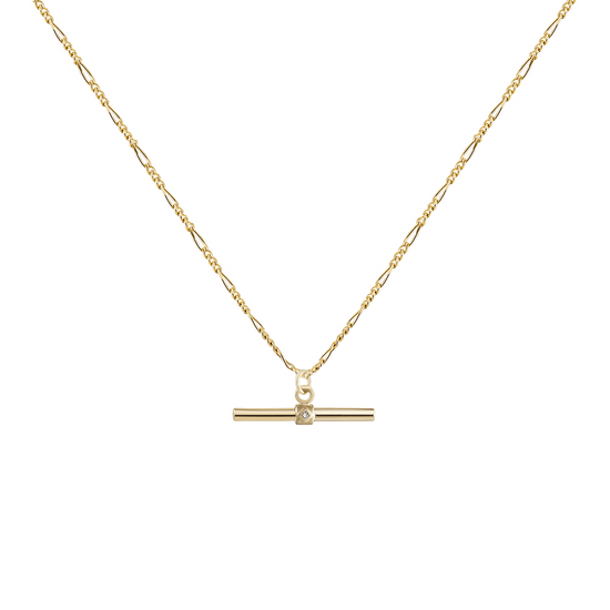 NKL-9K London Heavy Chain with Long Diamond T Bar Necklace