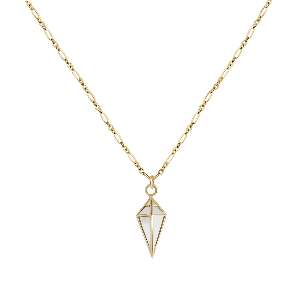 NKL-9K Roma Necklace + Moonstone Short Point Pendulum Plaque