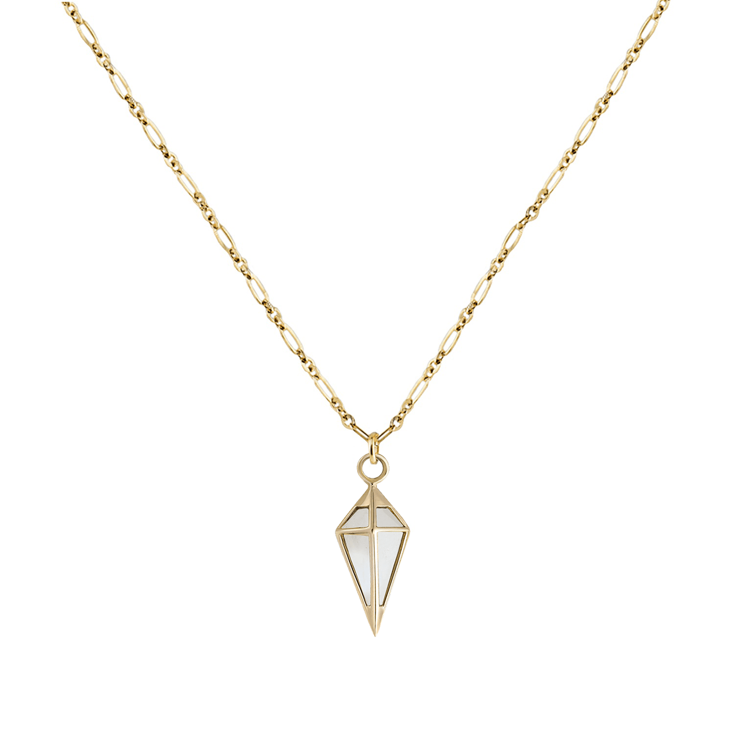 NKL-9K Roma Necklace + Moonstone Short Point Pendulum Plaque