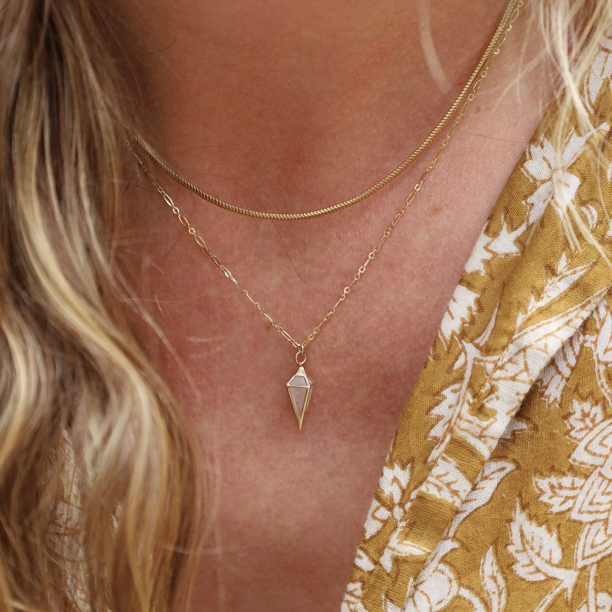 NKL-9K Roma Necklace + Moonstone Short Point Pendulum Plaque