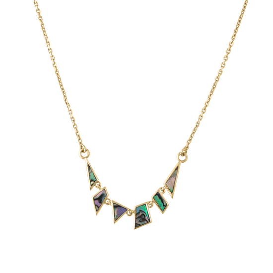 NKL-9K Tesserae Abalone Mother Of Pearl Mini Necklace