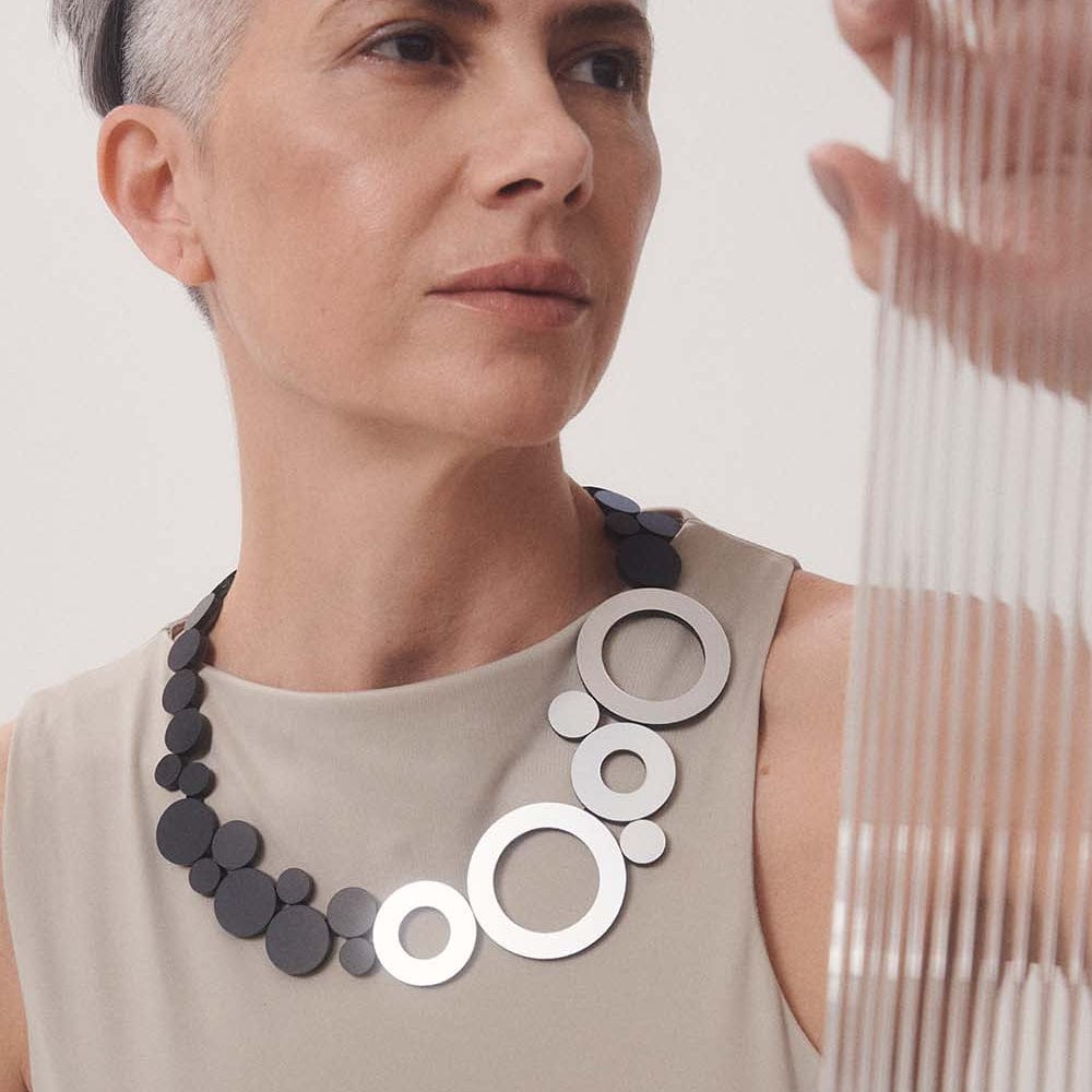 NKL Abstraction Necklace Silver Black