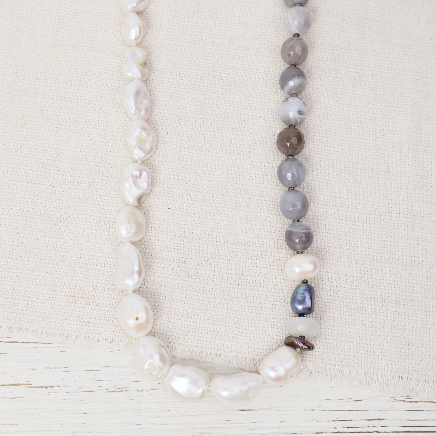 NKL Agate and Pearl Necklace
