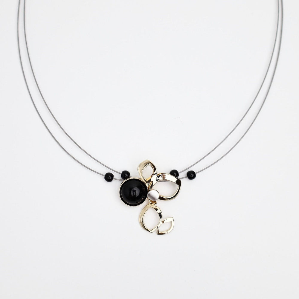 NKL-ALUM Aluminum Necklace with Brass and Black Acrylic