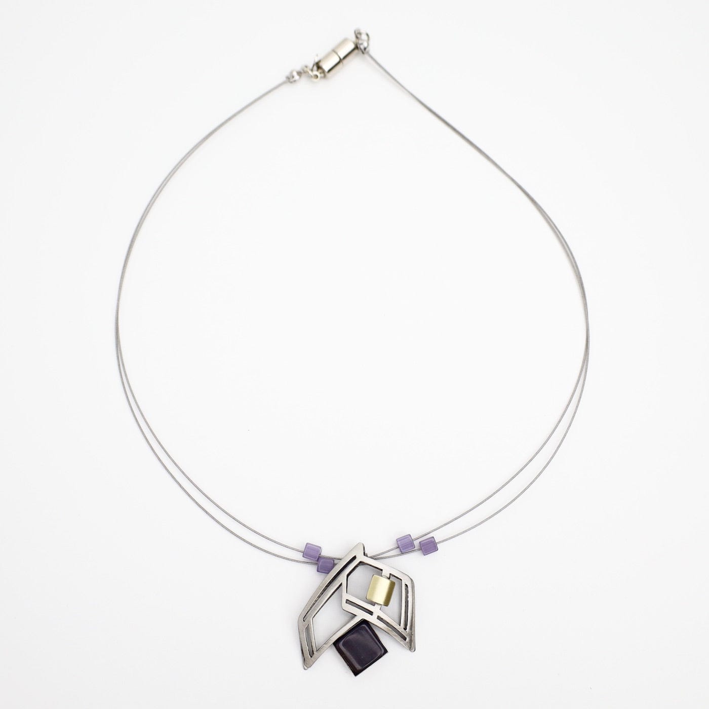NKL-ALUM Aluminum Necklace with Brass and Purple Acrylic