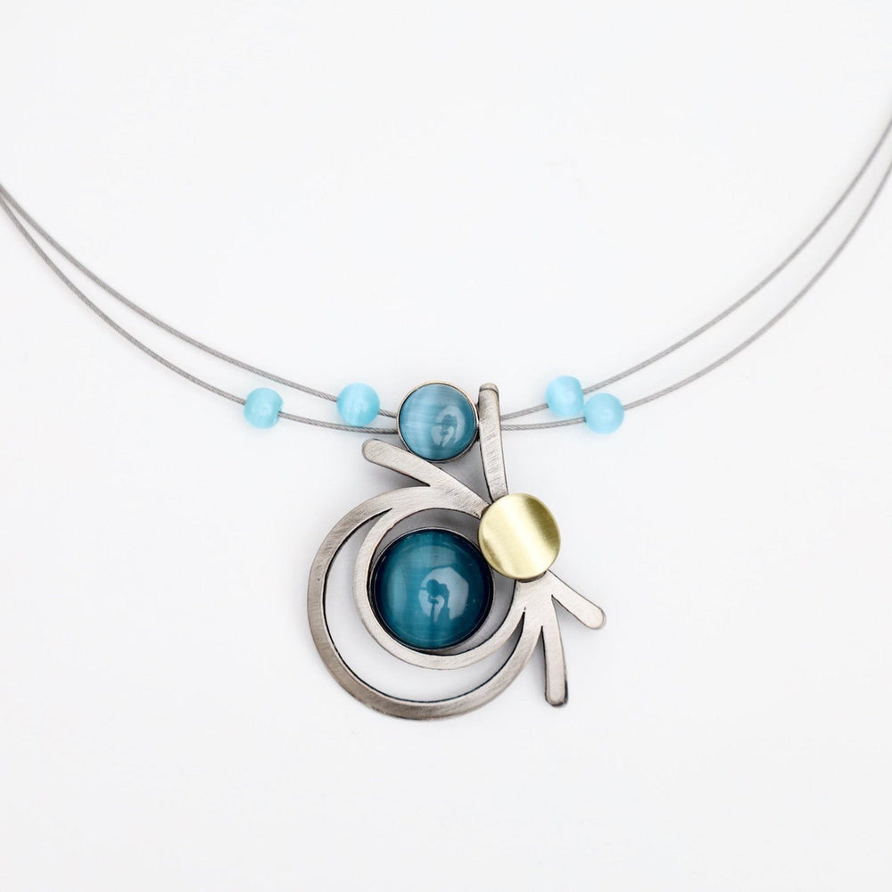 NKL-ALUM Aluminum Necklace with Brass and Turquoise Acrylic