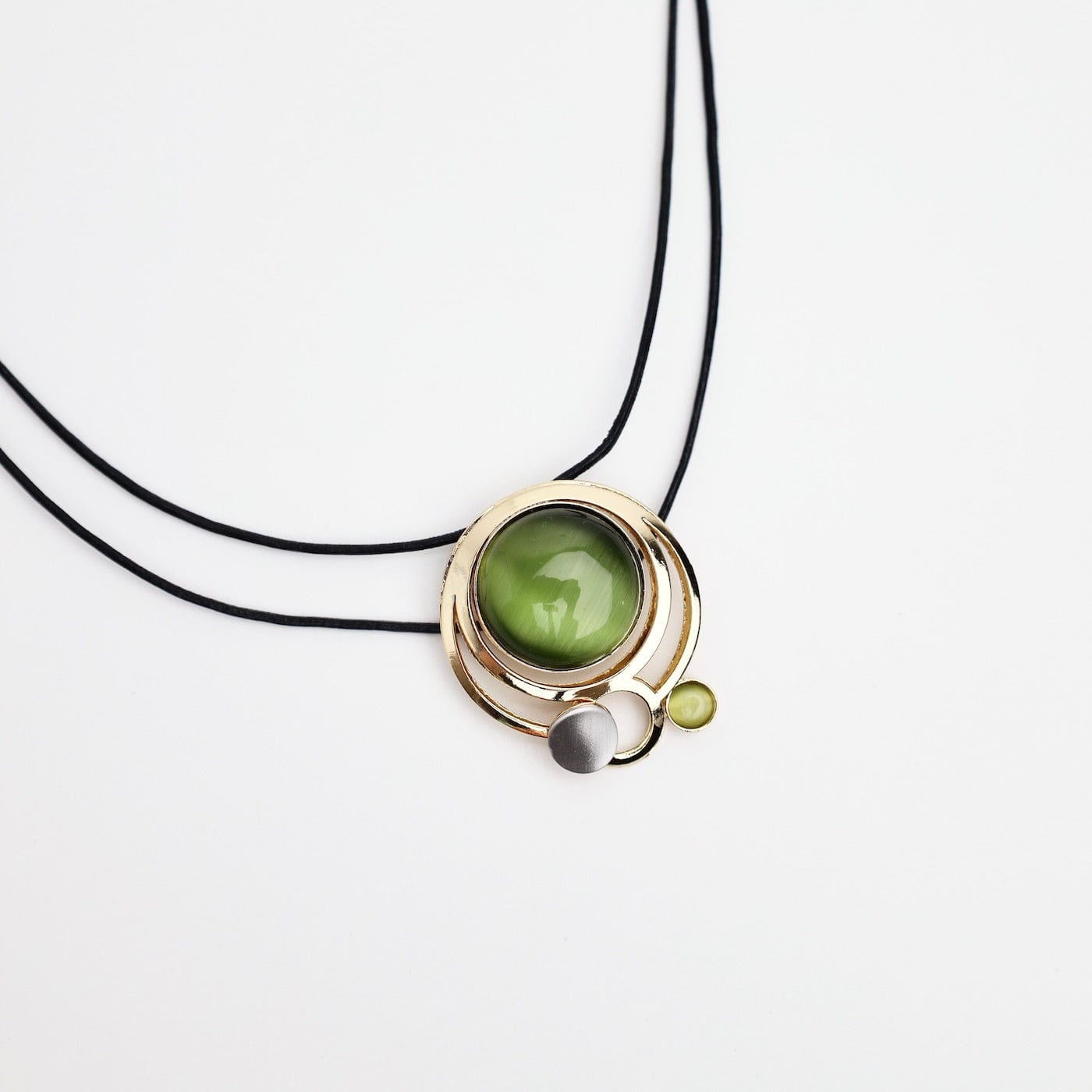 NKL-ALUM Brass Pendant with Aluminum and Green Acrylic Necklace