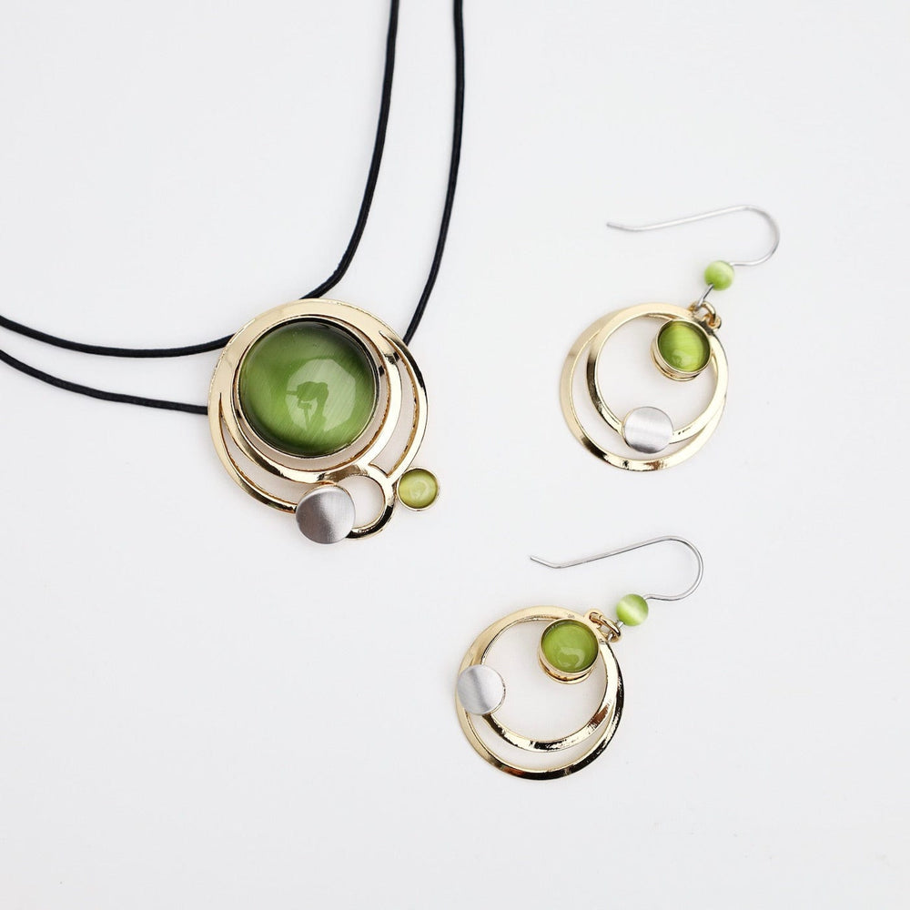 
                  
                    NKL-ALUM Brass Pendant with Aluminum and Green Acrylic Necklace
                  
                