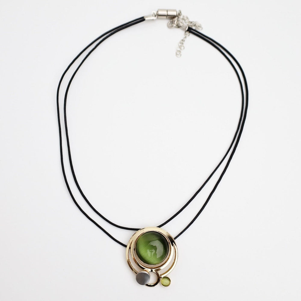 
                  
                    NKL-ALUM Brass Pendant with Aluminum and Green Acrylic Necklace
                  
                