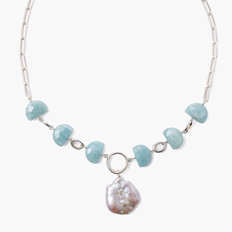 NKL Aquamarine Pearl Luna Necklace