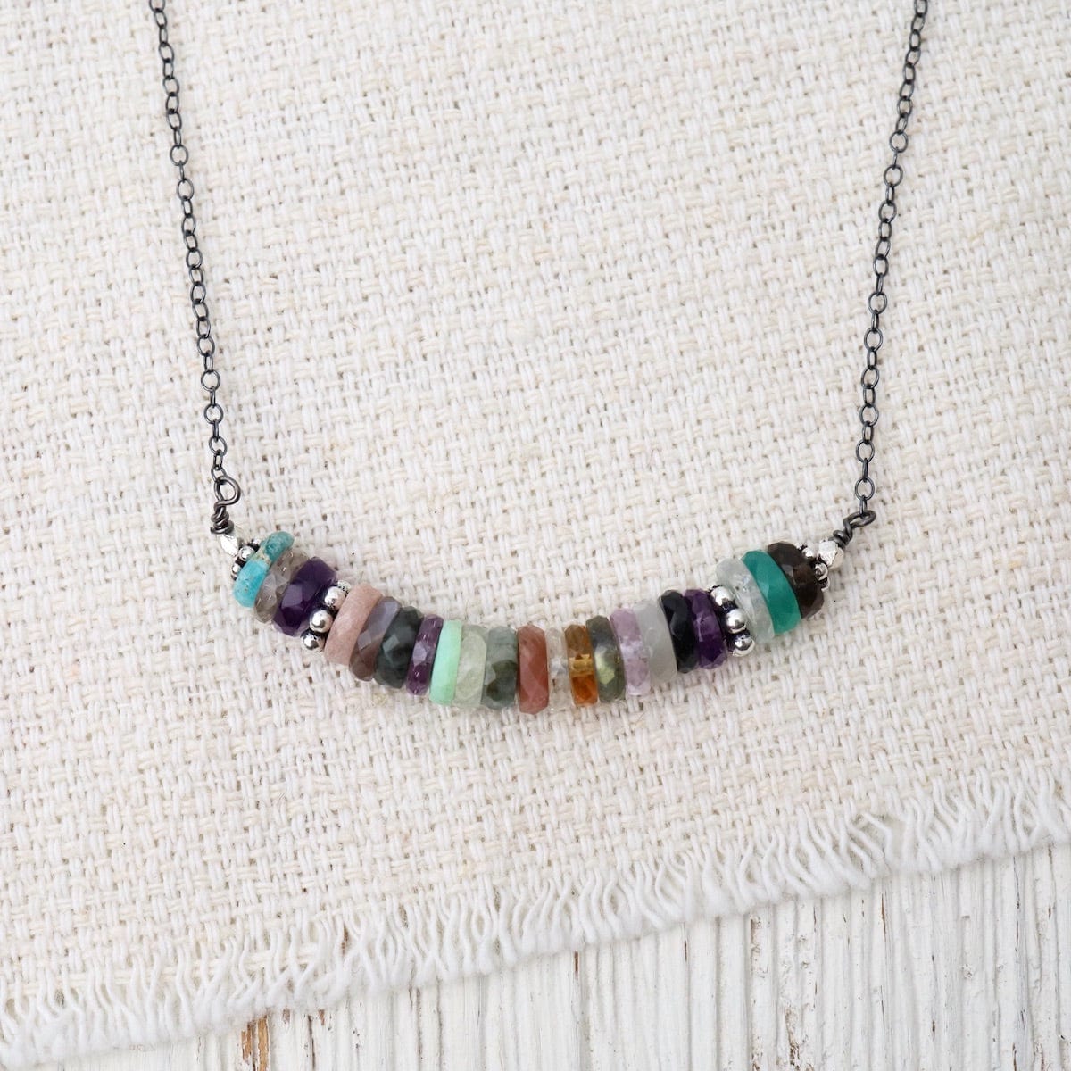 NKL Assorted Gemstones with Sterling Silver Spacers Necklace
