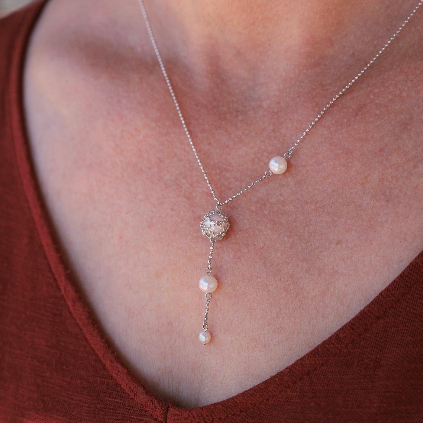 NKL Asymmetrical Pearl Station Necklace