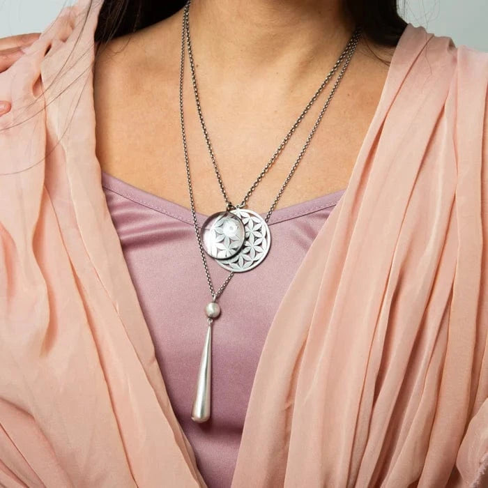 NKL Ball and Long Tear Drop Pendant Necklace