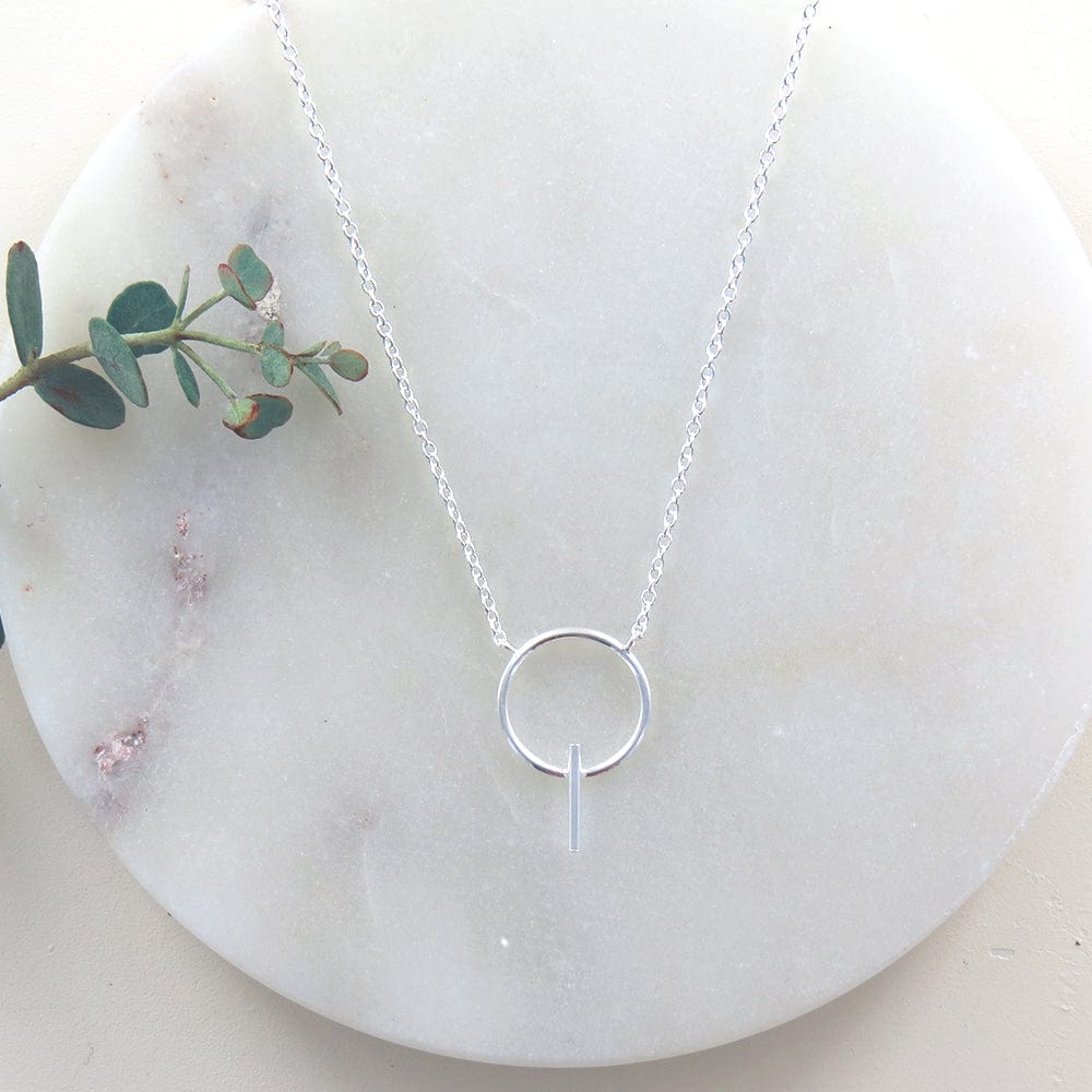 NKL BAR AND CIRCLE SILVER NECKLACE