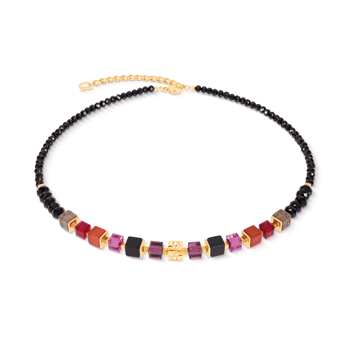 NKL Berry Gold Cube Mix Precious Necklace
