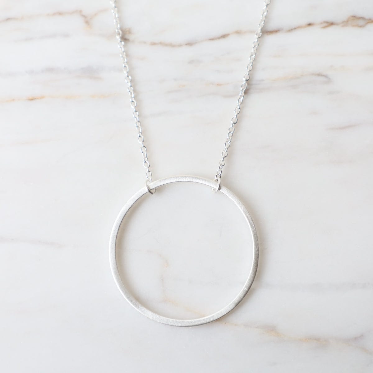 NKL Big Wire Circle Necklace in Brushed Sterling Silver