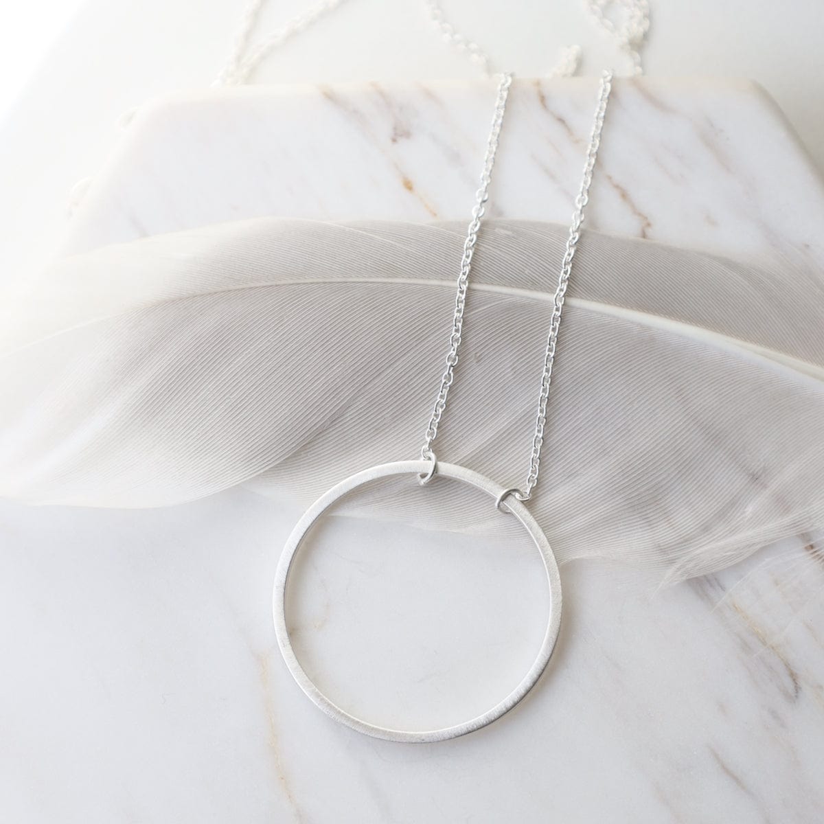 NKL Big Wire Circle Necklace in Brushed Sterling Silver