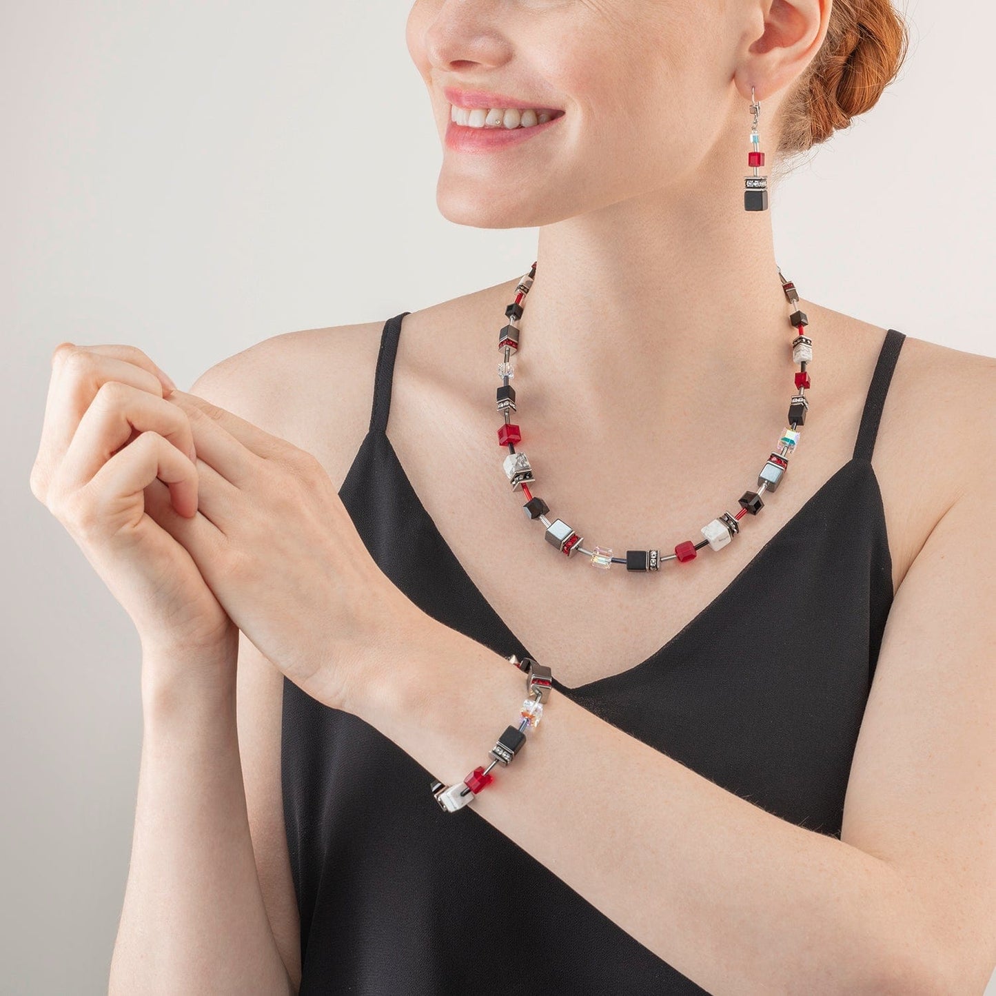 NKL Black and Red GeoCube Necklace