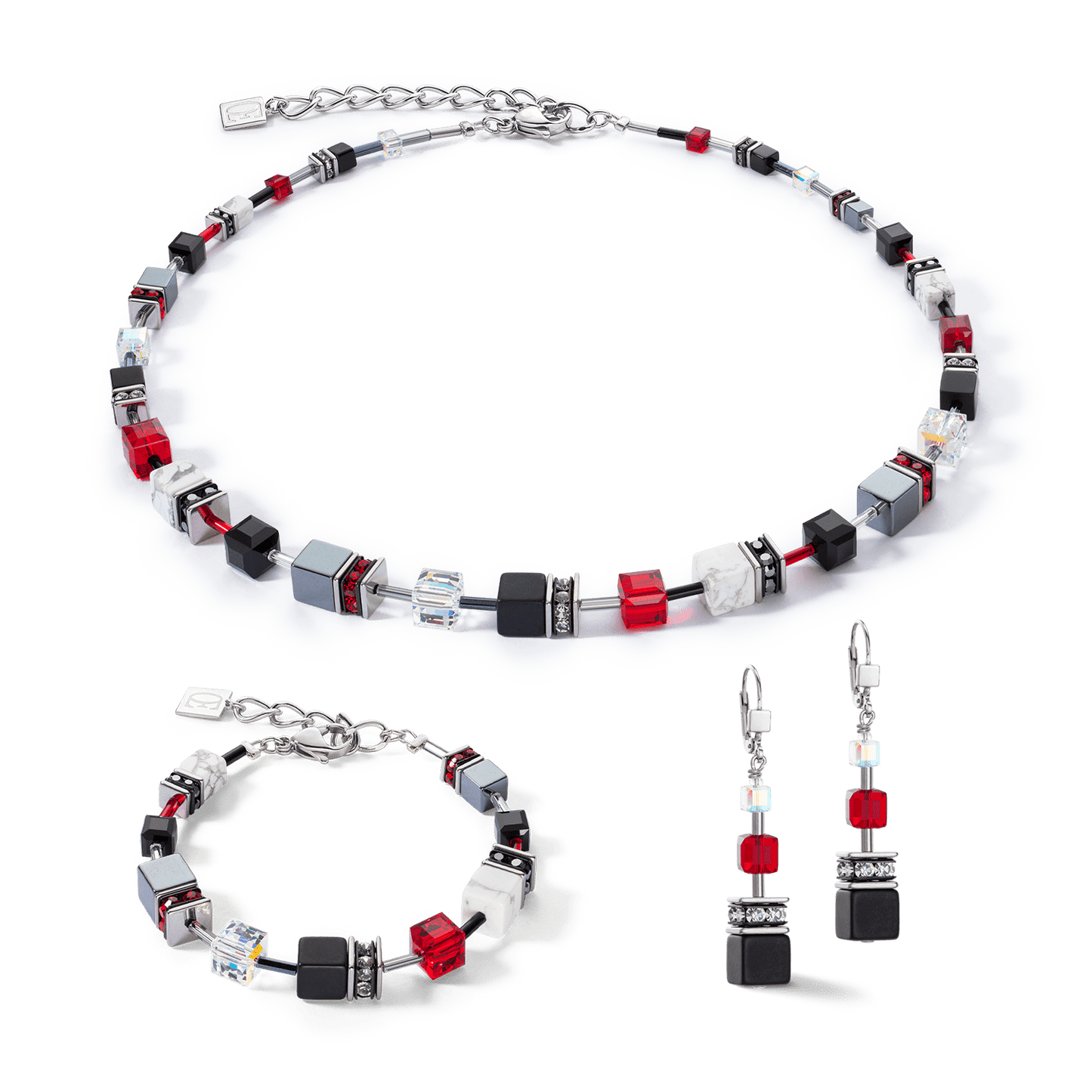 NKL Black and Red GeoCube Necklace